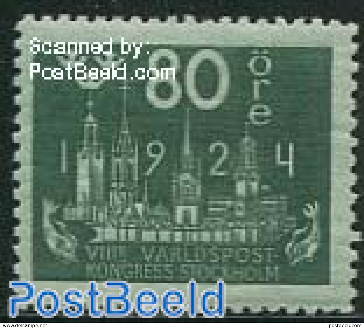 Sweden 1924 80o, Stamp Out Of Set, Unused (hinged) - Neufs