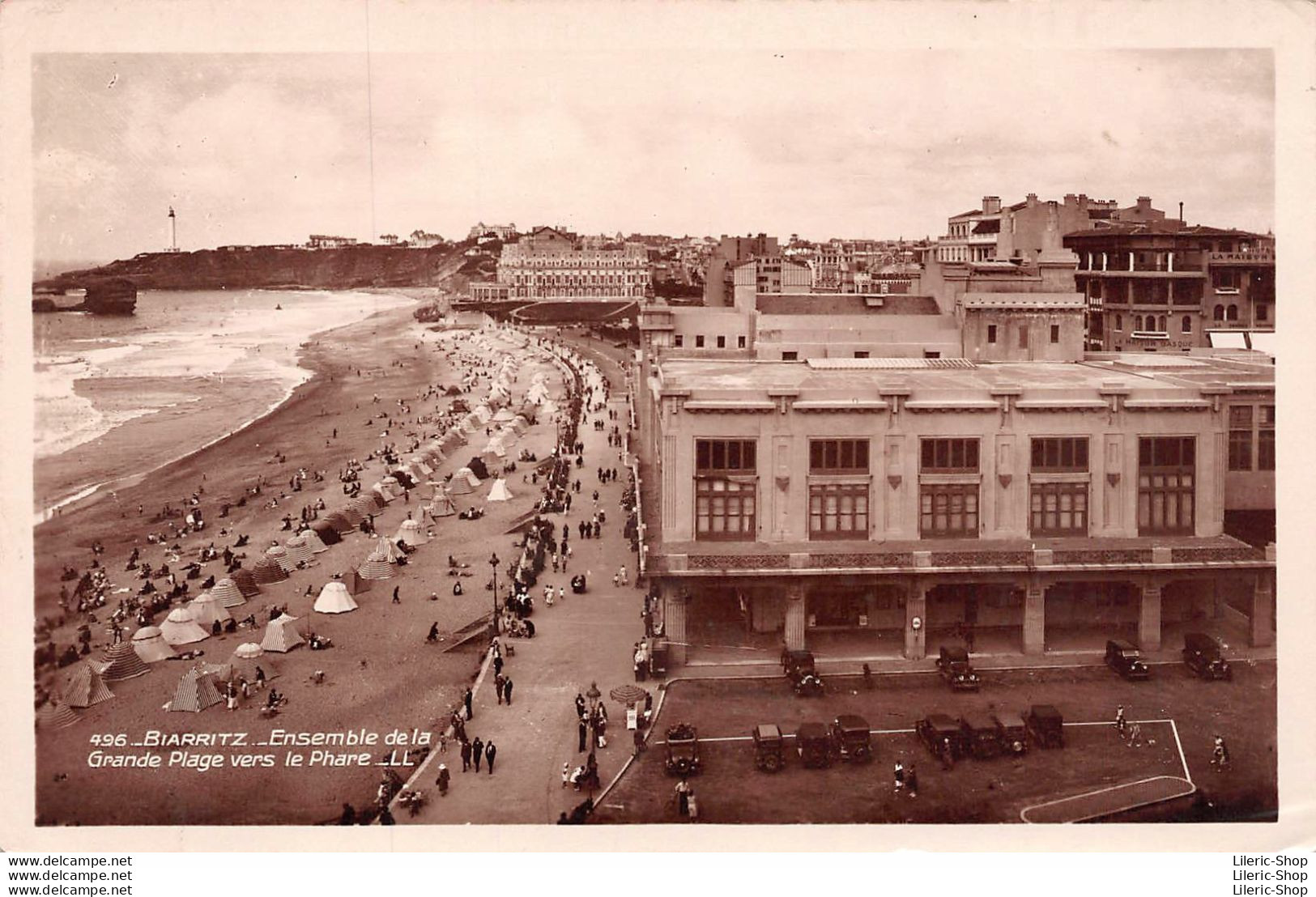 BIARRITZ (64) CPSM ±1950 - Ensemble De La Grande Plage Vers Le Phare Éd. LL - Biarritz