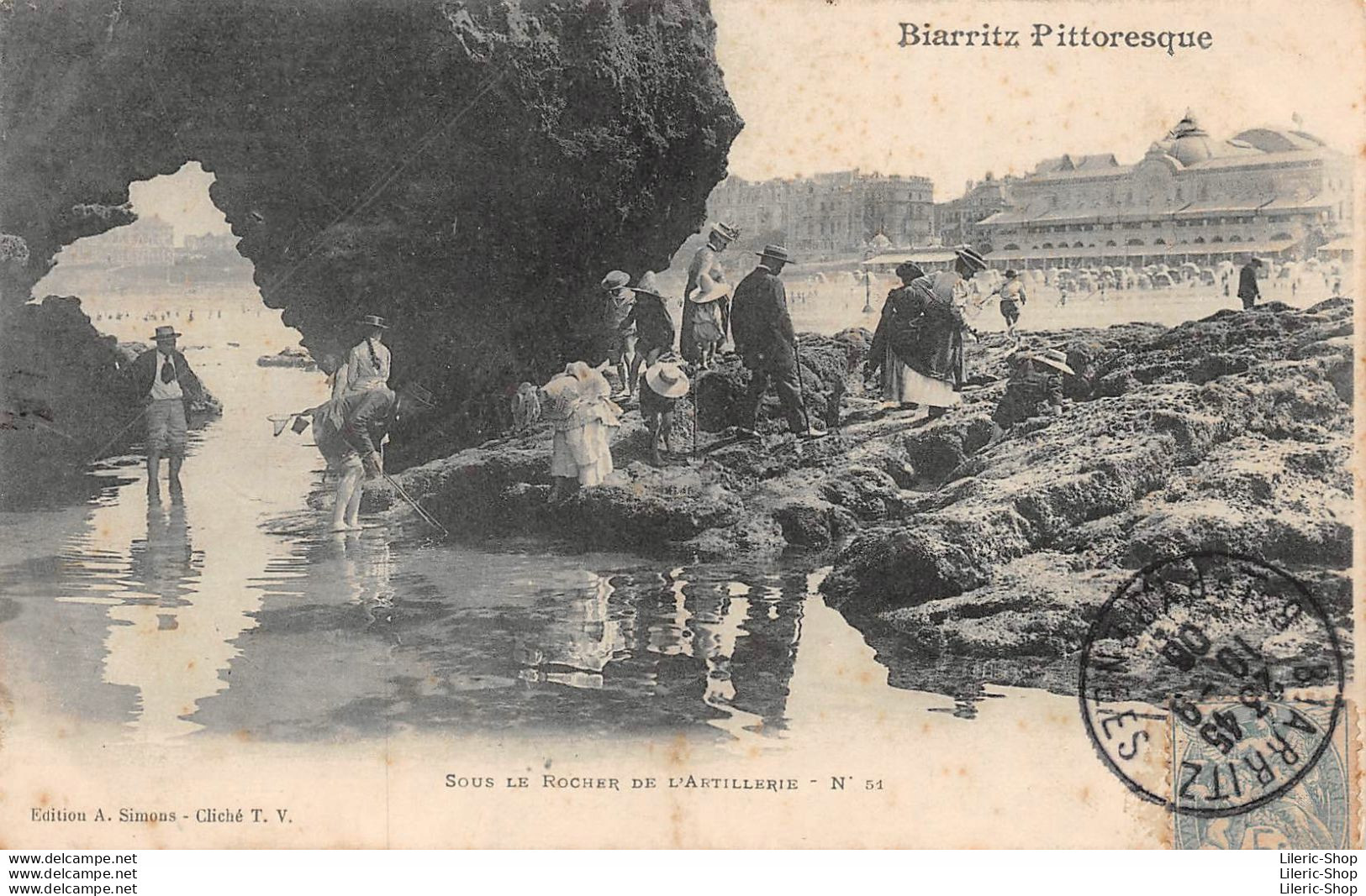 BIARRITZ (64) CPA 1906 -  LES PÊCHEURS DE CRABES Sous Le Rocher De L'Artillerie- Éd. A. SIMONS - Cliché T.V. 31 - Biarritz