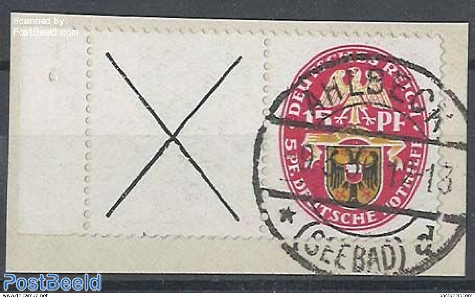 Germany, Empire 1929 Welfare, Tab+15Pf Horizontal Pair, Used On Piece Of Letter, Used, History - Coat Of Arms - Se-Tenant