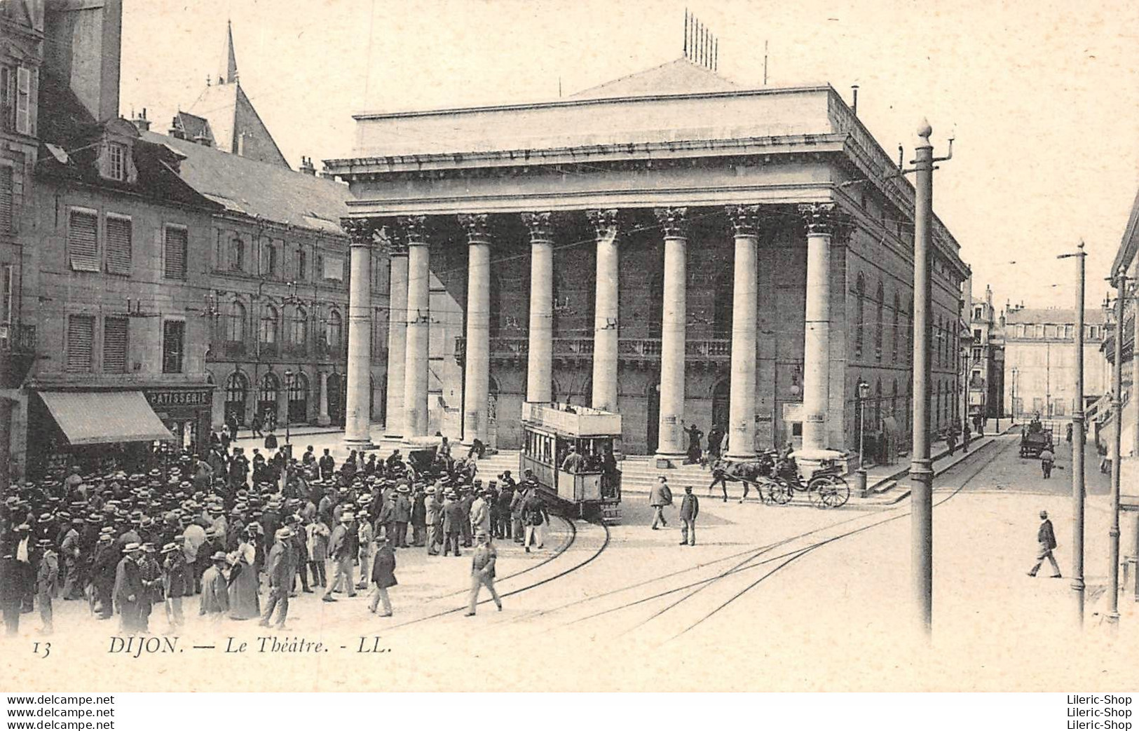 DIJON (21) CPA Précurseur - Le Théâtre- Tramway - Fiacre -  Éditeur LL - Dijon