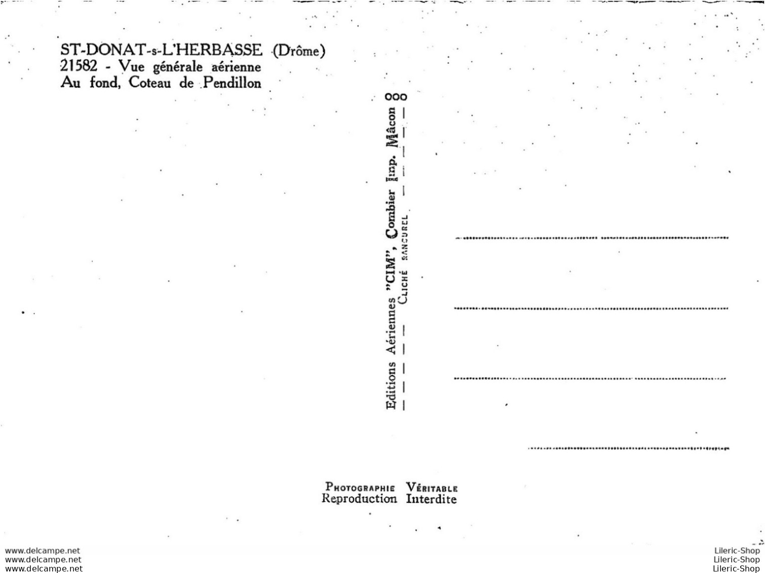 ST DONAT Sur L'HERBASSE (26) CPSM ±1960 - Vue Générale Aérienne -Au Fond, Coteau De Pendillon  - ÉD. CIM COMBIER - Other & Unclassified