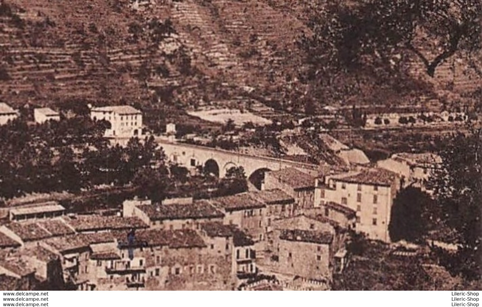 L'ESCARÈNE (06) 1937 - Vue Générale - Le Pont-vieux - Viaduc Ferroviaire Ligne De Nice Coni à Droite - Éd. P. CASTELL - L'Escarène