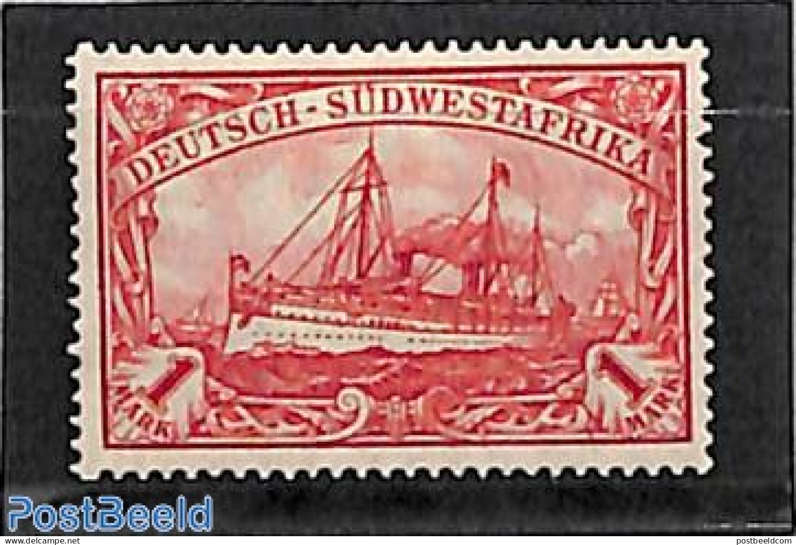 Germany, Colonies 1919 SWA, 1M, 25:17 Holes, Stamp Out Of Set, Unused (hinged), Transport - Ships And Boats - Boten