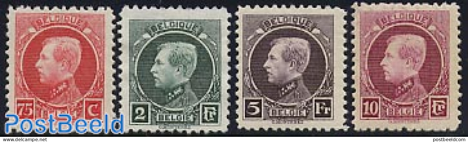 Belgium 1922 Definitives 4v, King Albert I, Mint NH - Unused Stamps