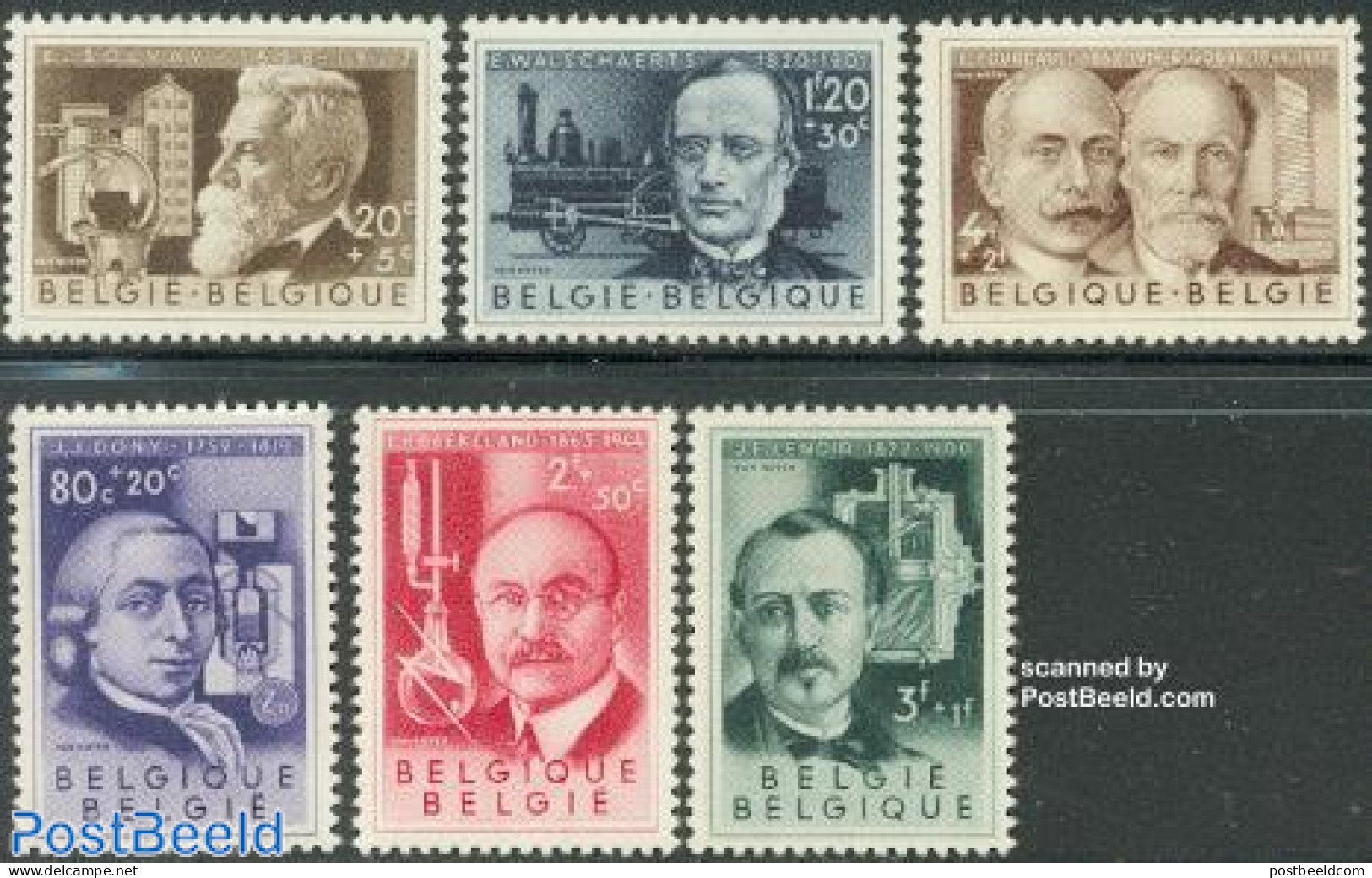 Belgium 1955 Famous Inventors 6v, Mint NH, Science - Transport - Chemistry & Chemists - Inventors - Railways - Neufs