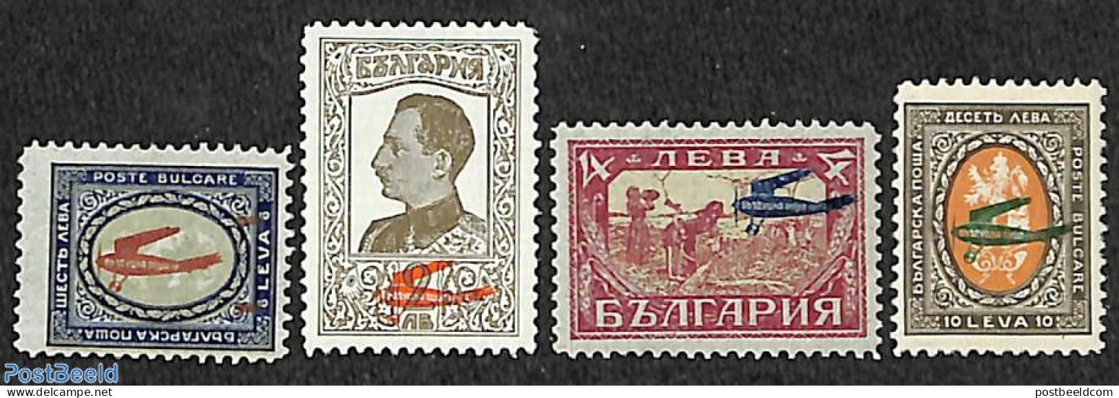 Bulgaria 1927 Airmail Overprints 4v, Mint NH, Transport - Aircraft & Aviation - Ongebruikt