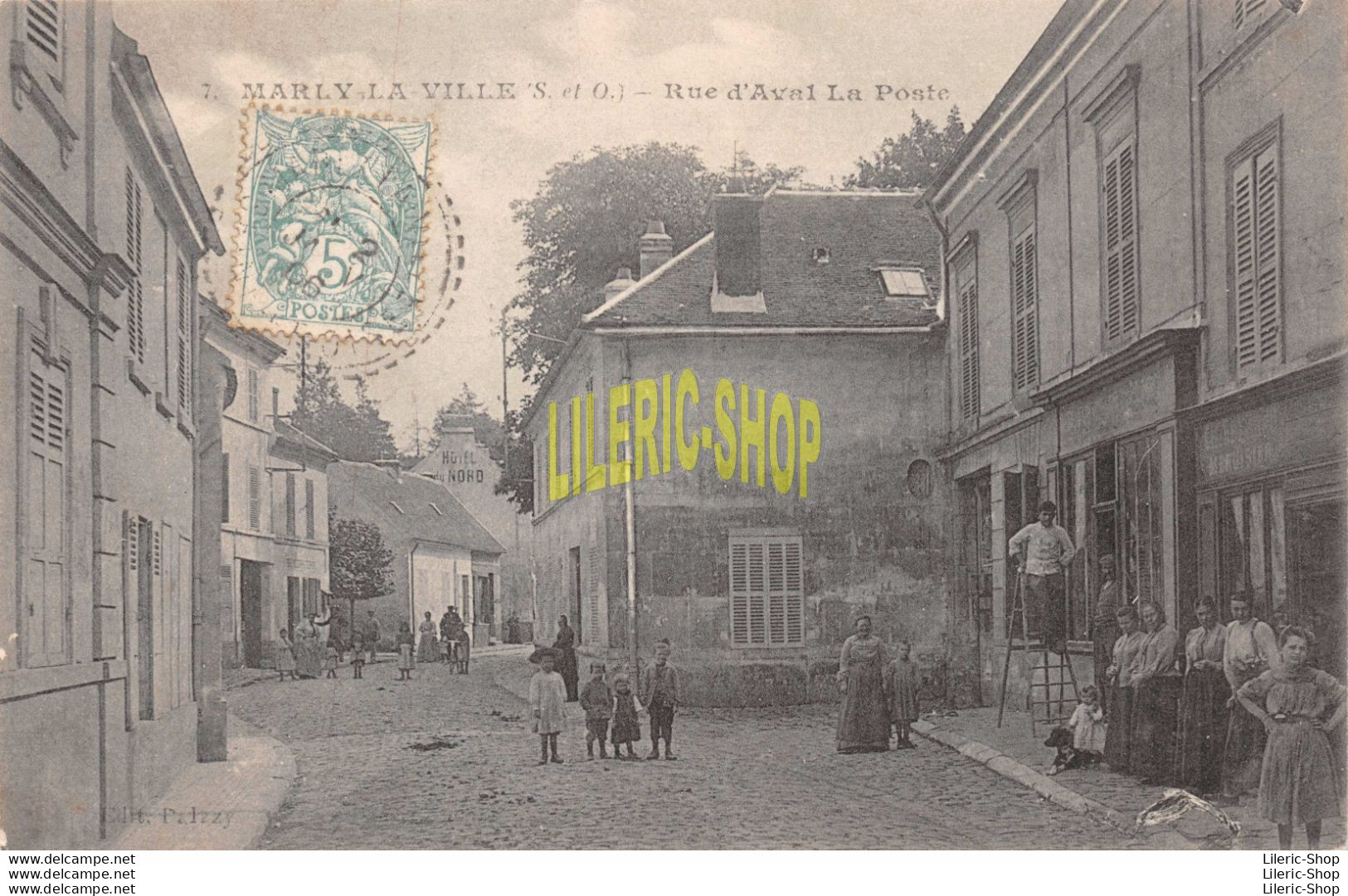 MARLY-LA-VILLE (95) CPA 1906 Rue D'Aval  La Poste (belle Animation) - Edition Palzzy - Marly La Ville