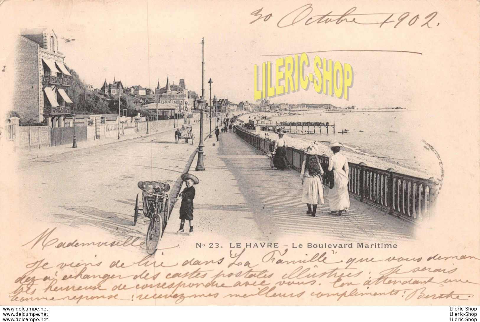 LE HAVRE (76) CPA PRÉCURSEUR 1902 - LE BOULEVARD MARITIME - TRICYCLE N°23 - Non Classés