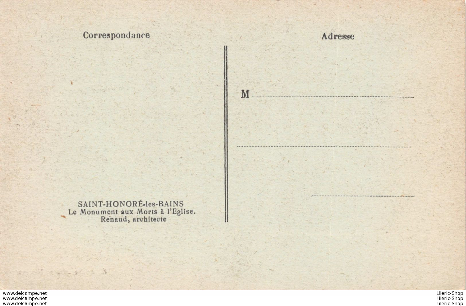 SAINT-HONORÉ-LES-BAINS (58) CPA ± 1930 - MONUMENT AUX MORTS À L'ÉGLISE # RENAUD, ARCHITECTE - Saint-Honoré-les-Bains