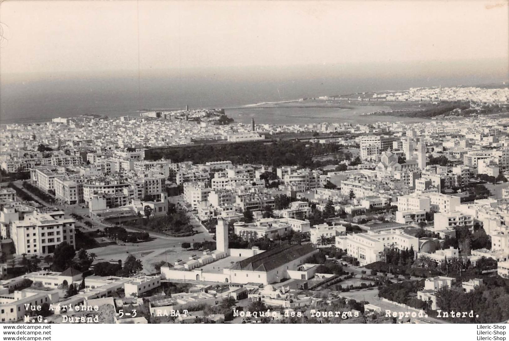 CPSM 1950 -  RABAT - Vue Aérienne. Mosquée Des Touargas - M.G DURAND - Rabat