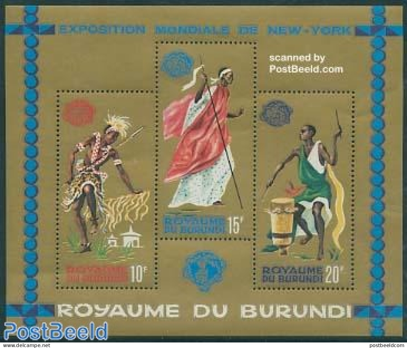 Burundi 1964 Expo New York S/s, Mint NH, Performance Art - Various - Dance & Ballet - Music - Costumes - Folklore - Danza