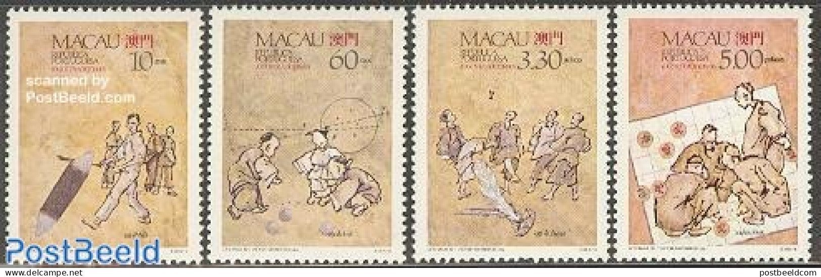 Macao 1989 Tradional Games 4v, Mint NH, Various - Toys & Children's Games - Nuovi