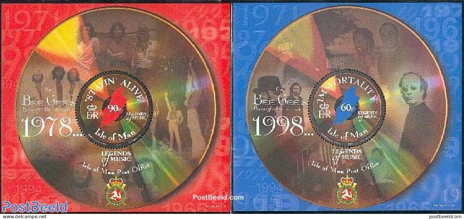 Isle Of Man 1999 Bee Gees 2 S/s, Mint NH, Performance Art - Music - Popular Music - Musica