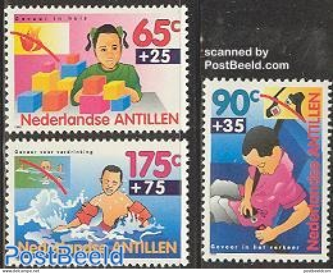 Netherlands Antilles 1993 Child Welfare 3v, Mint NH, Sport - Transport - Various - Swimming - Fire Fighters & Preventi.. - Schwimmen
