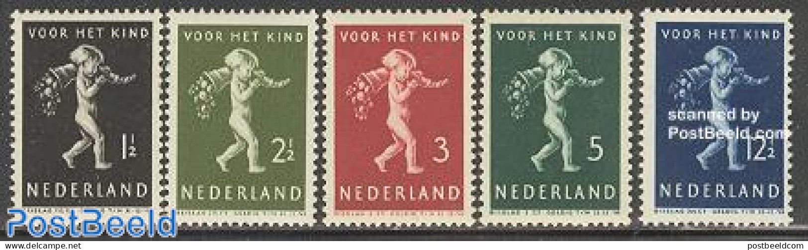 Netherlands 1939 Child Welfare 5v, Mint NH, Nature - Fruit - Neufs