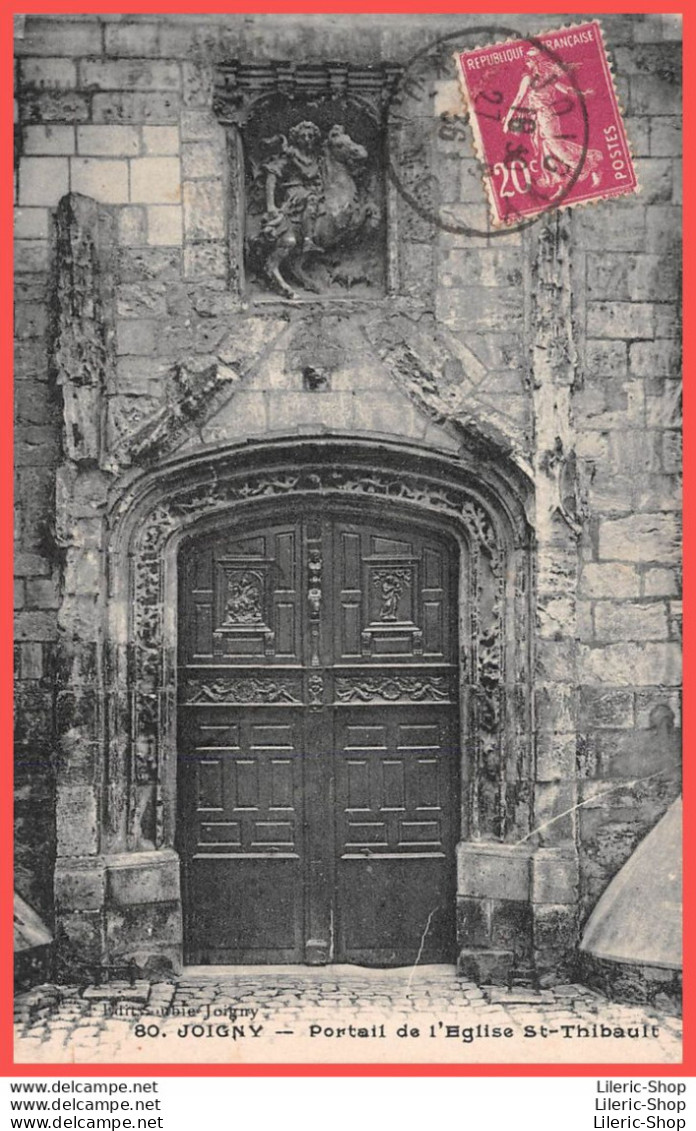 JOIGNY (89) - CPA 1936 - Portail De L'Eglise Saint-Thibault - Semeuse Camée 2ème Série 20c Lilas-rose - Joigny