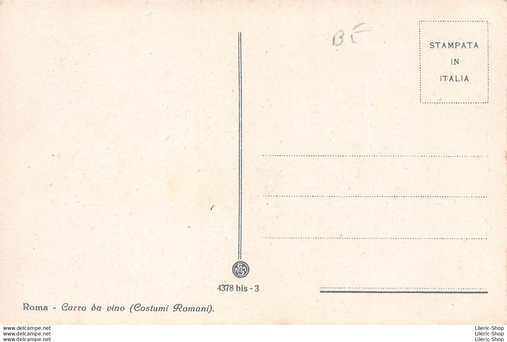 Cartolina Roma Carro Da Vino - Costumi Romani - Costumes
