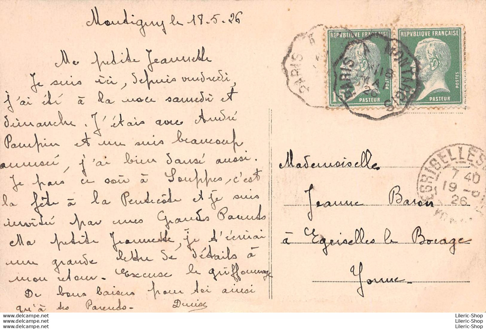 Montigny-sur-Loing (77) Cpa 1926 Route Conduisant à La Plaine Verte. Édit. L.Coffin, Phot. Édit. , Moret N°119   - Other & Unclassified