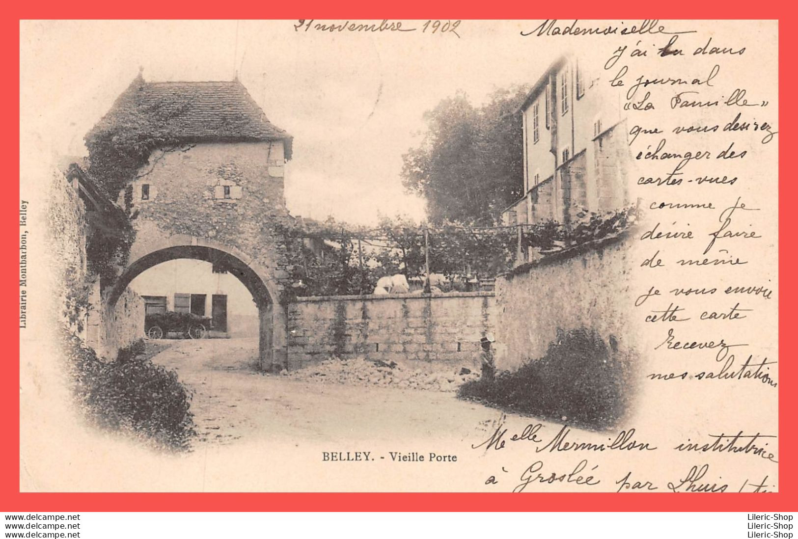 Belley (01) Vieille Porte - Cpa Précurseur Oblitération LHUIS 1902  - Belley