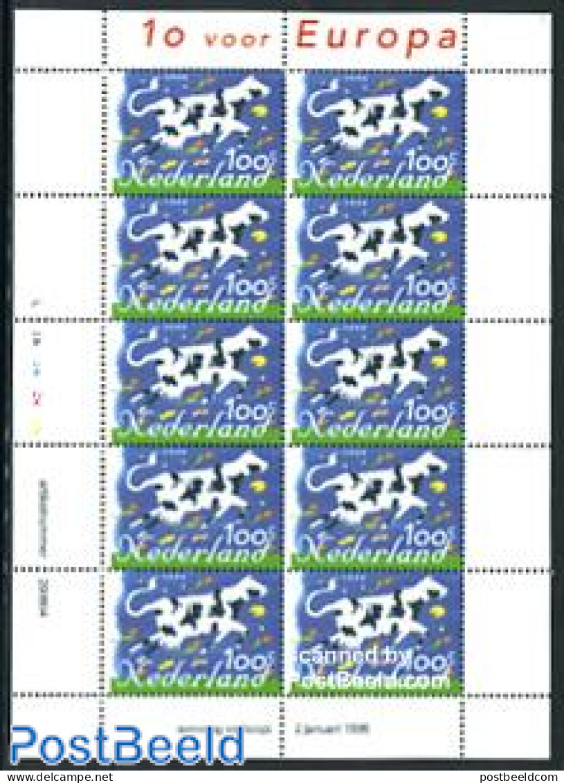 Netherlands 1995 10 Voor Europa M/s, Mint NH, History - Nature - Various - Europa Hang-on Issues - Cattle - Maps - Ungebraucht