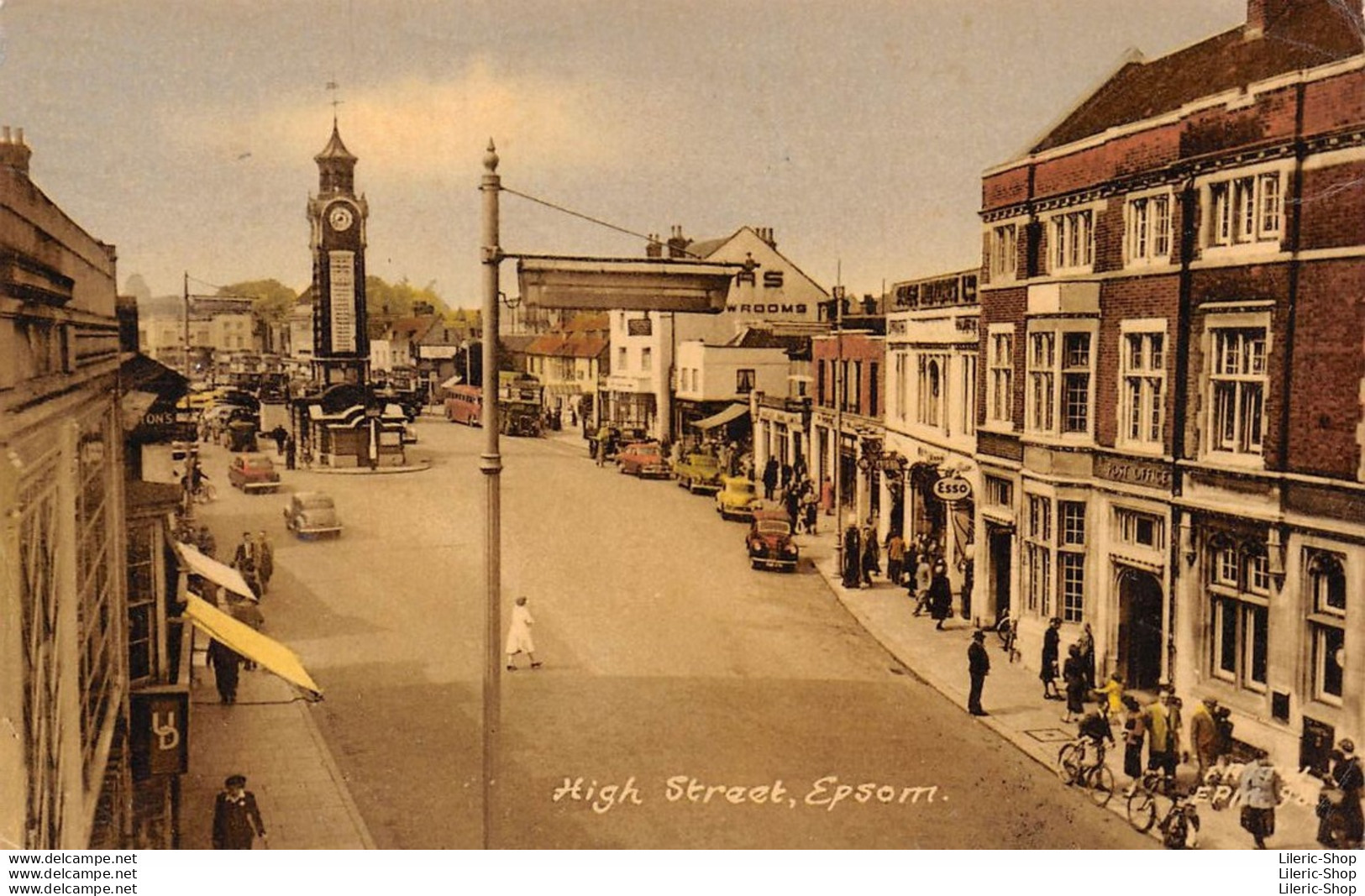 Epsom High Street & Clock Tower. # Cars # Automobiles # Gas Station Esso # Station Essence ESSO  F.Frith & Co. - Surrey