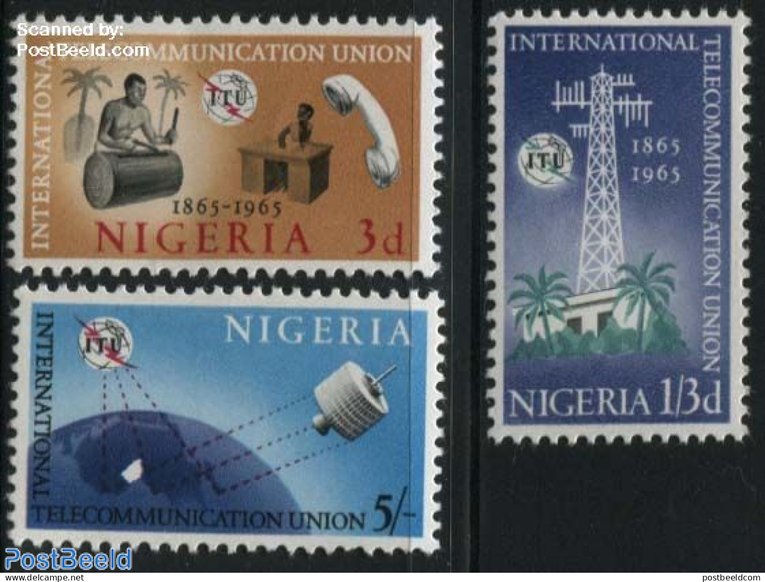 Nigeria 1965 ITU Centenary 3v, Mint NH, Science - Transport - Various - Telecommunication - Space Exploration - I.T.U. - Télécom