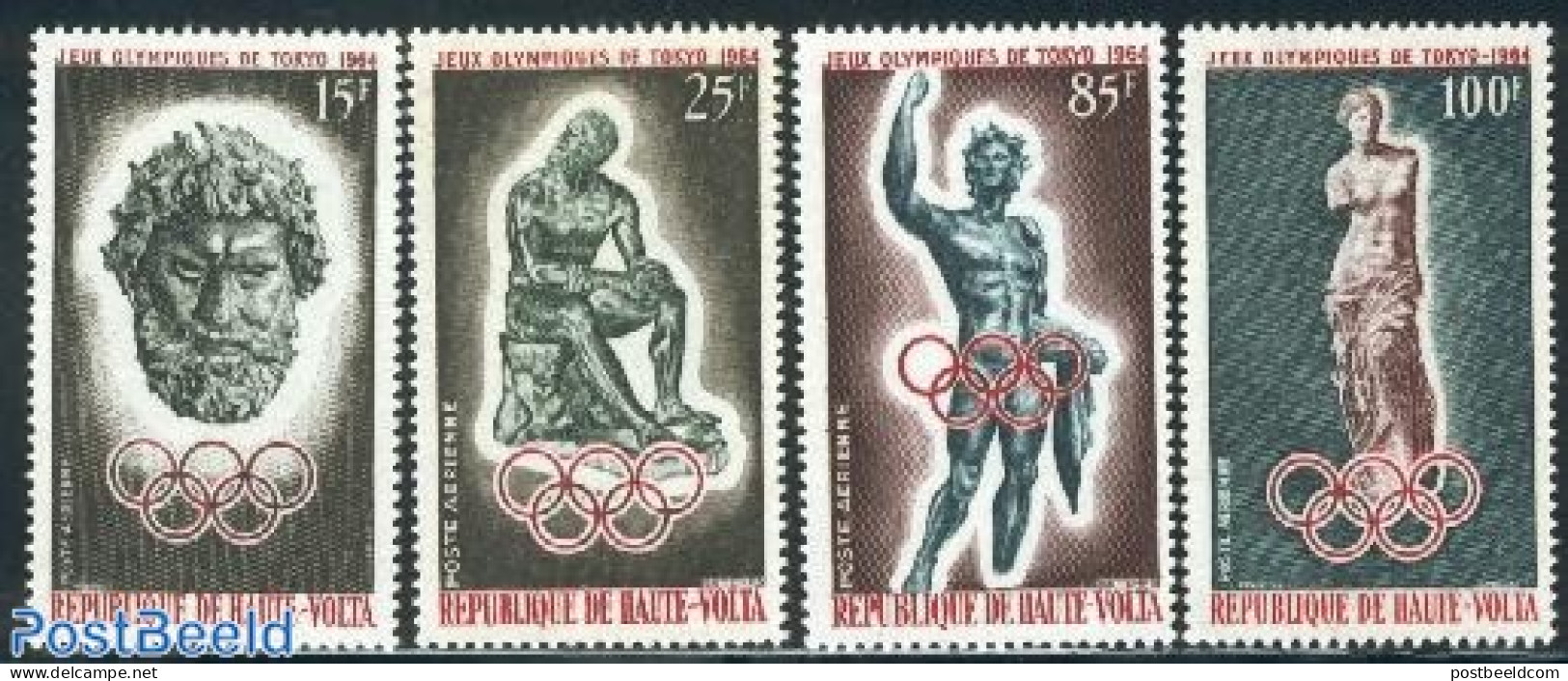 Upper Volta 1964 Olympic Games Tokyo 4v, Mint NH, History - Religion - Sport - Archaeology - Greek & Roman Gods - Olym.. - Archeologie