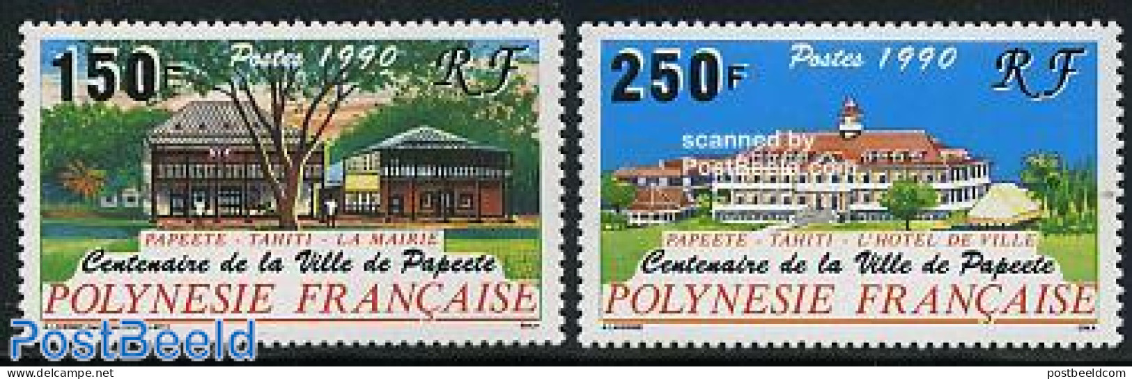 French Polynesia 1990 Papeete Centenary 2v, Mint NH, Art - Architecture - Nuovi