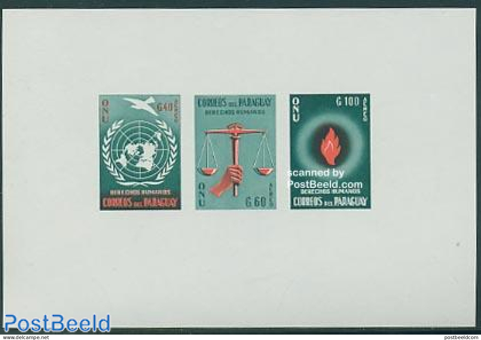 Paraguay 1960 Human Rights S/s, Imperforated, Mint NH, History - Human Rights - United Nations - Paraguay