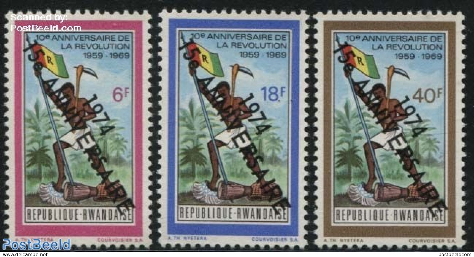 Rwanda 1974 Revolution Anniversary 3v, Mint NH, History - Flags - History - Altri & Non Classificati