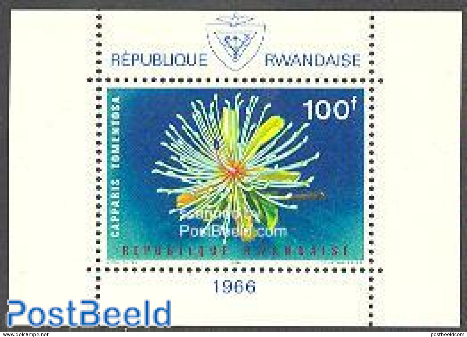 Rwanda 1966 Flowers S/s, Mint NH, Nature - Flowers & Plants - Other & Unclassified