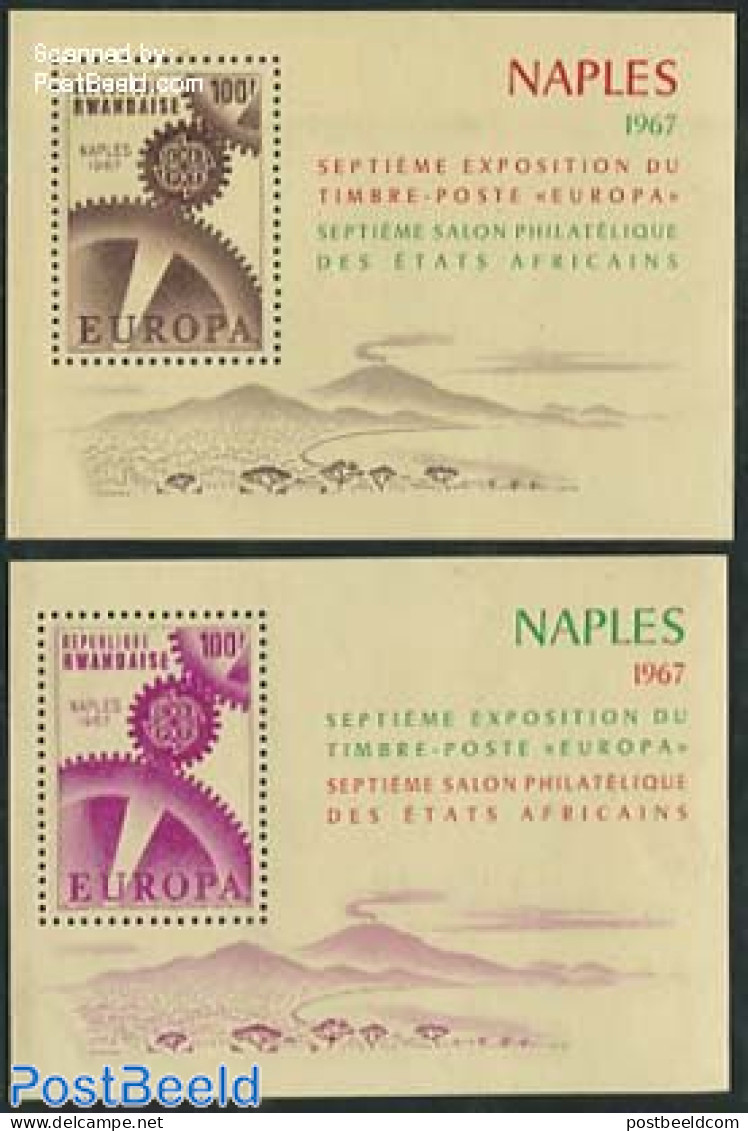 Rwanda 1967 Naples Stamp Exposition 2 S/s, Mint NH, History - Afriqueeurope - Europa Hang-on Issues - Autres & Non Classés