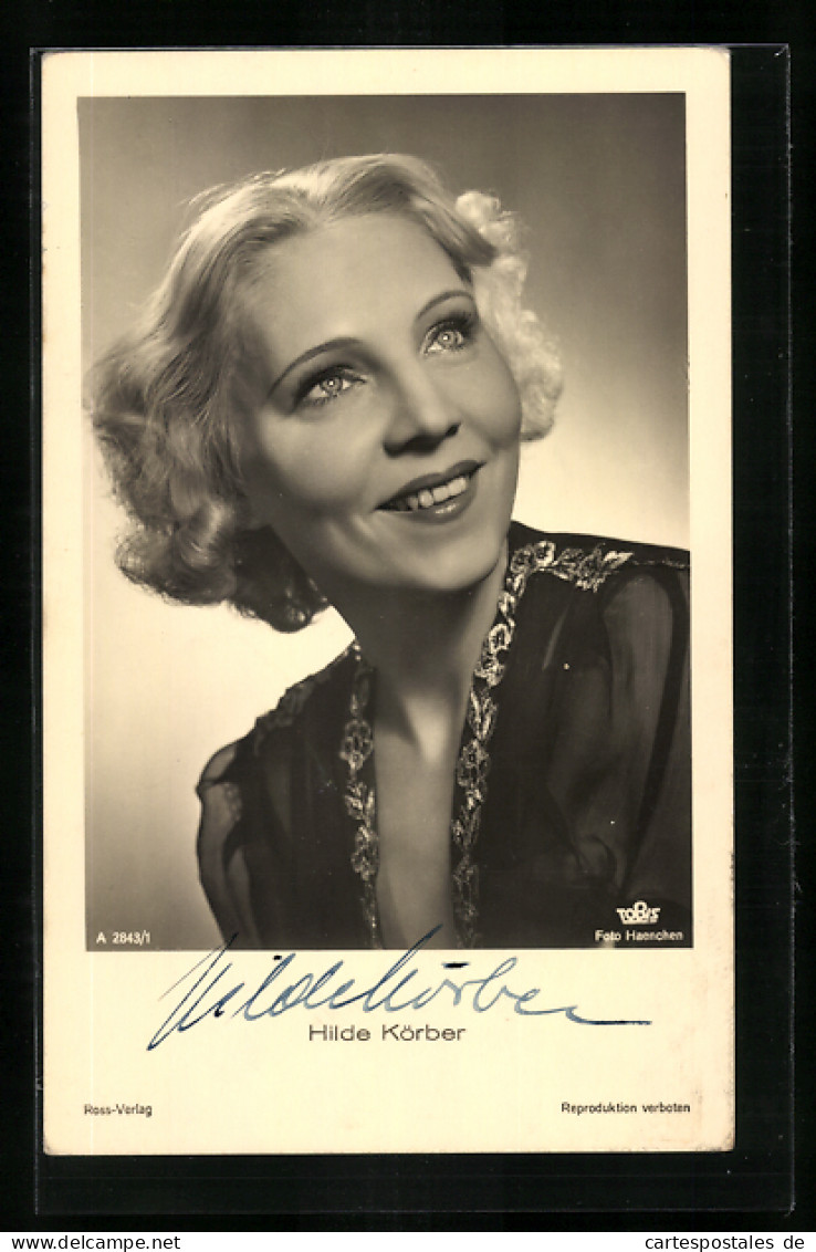 AK Schauspielerin Hilde Körber Freundlich Lächelnd, Original Autograph  - Acteurs