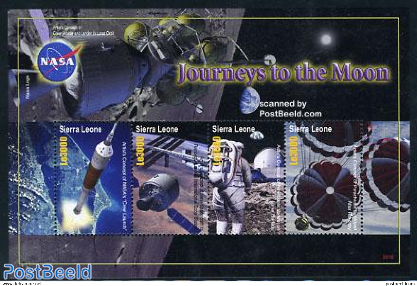 Sierra Leone 2006 Journeys To The Moon 4v M/s, Mint NH, Transport - Space Exploration - Andere & Zonder Classificatie