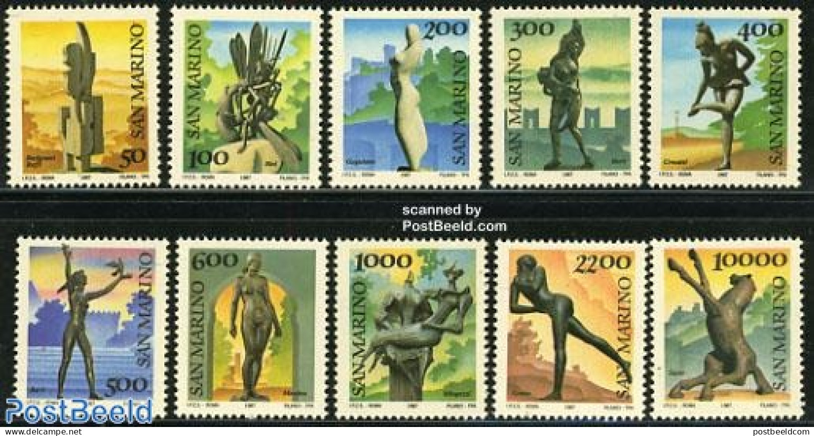 San Marino 1987 Open Air Museum 10v, Mint NH, Art - Museums - Sculpture - Unused Stamps