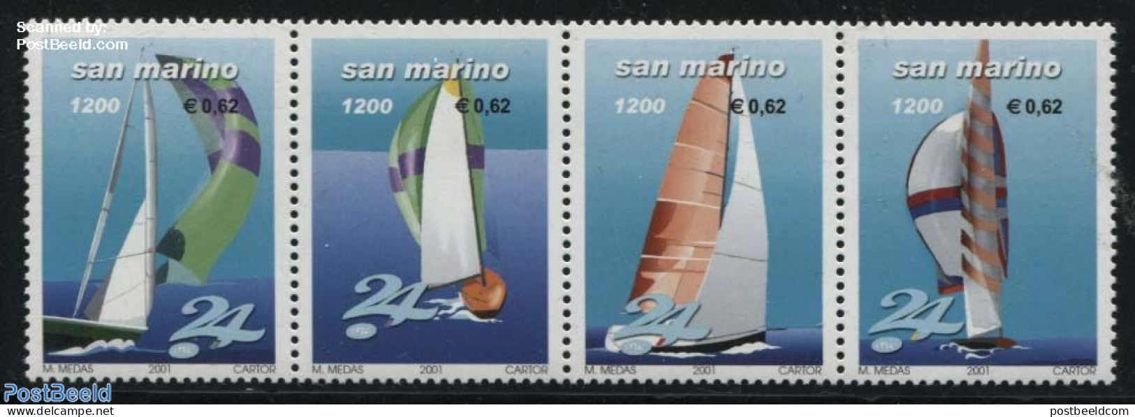 San Marino 2001 Regatta 4v [+] Or [:::], Mint NH, Sport - Transport - Sailing - Ships And Boats - Ongebruikt