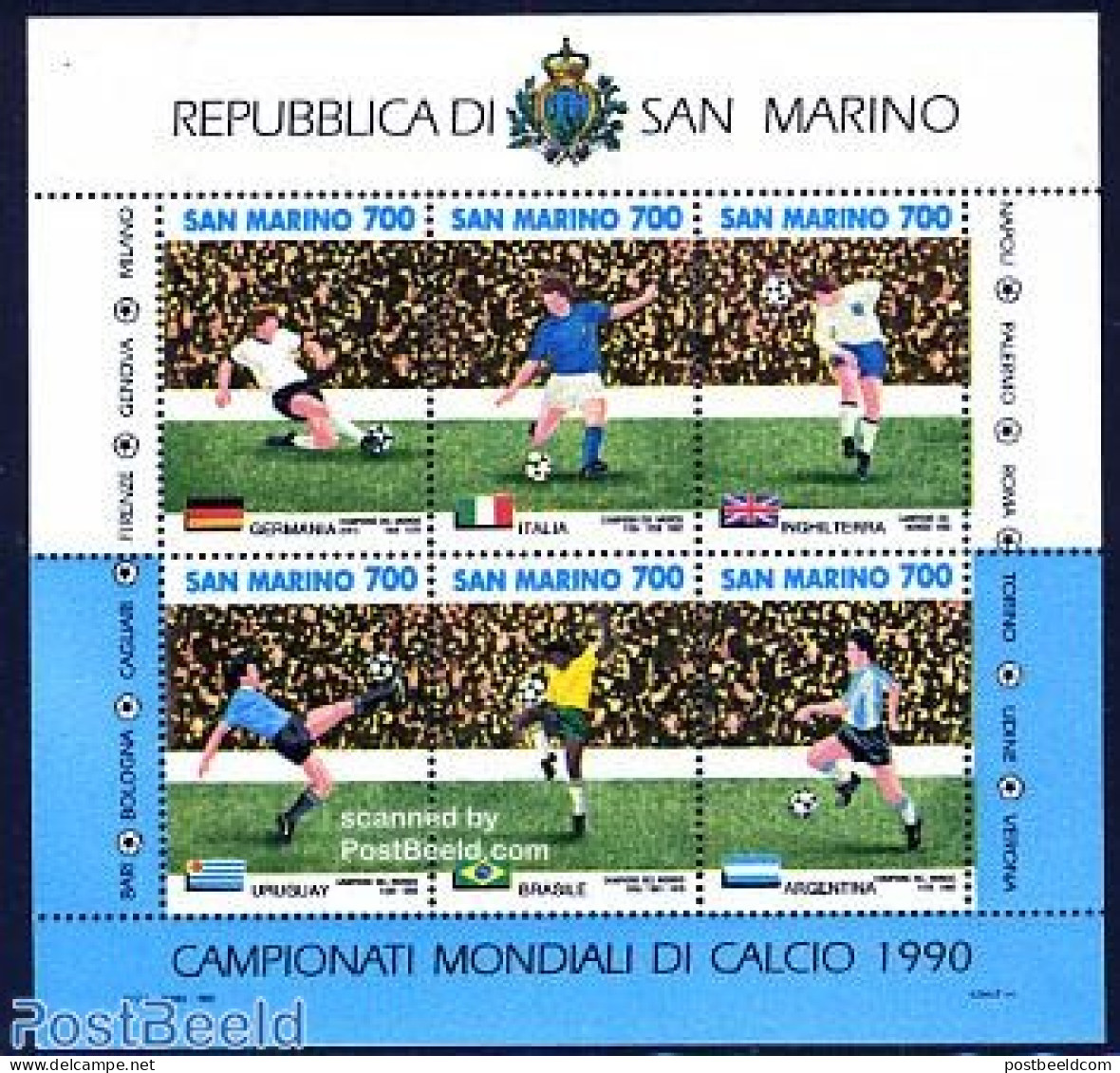 San Marino 1990 World Cup Football S/s, Mint NH, Sport - Football - Neufs