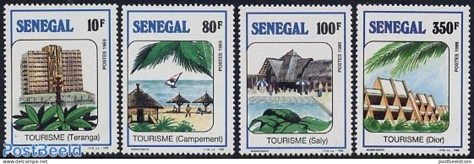 Senegal 1989 Tourism 4v, Mint NH, Various - Hotels - Tourism - Art - Modern Architecture - Hotels- Horeca