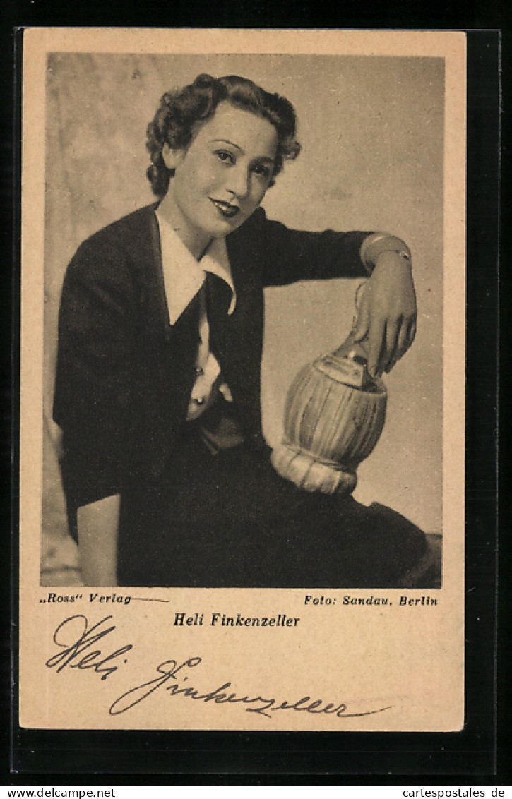 AK Schauspielerin Heli Finkenzeller Mit Wein, Original Autograph  - Schauspieler