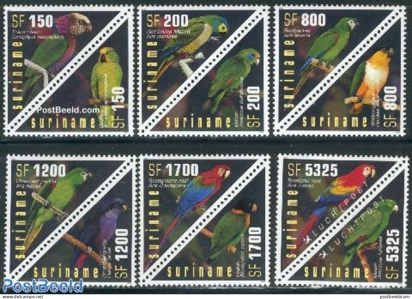 Suriname, Republic 2002 Birds, Parrots 6x2v, Mint NH, Nature - Birds - Parrots - Suriname