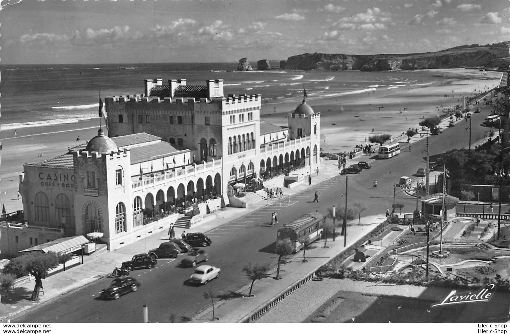 [64] HENDAYE Vue Panoramique Sur Le Casino Et Les Deux Jumeaux - Automobiles, Cars - Cpsm PF ± 1960 - Hendaye