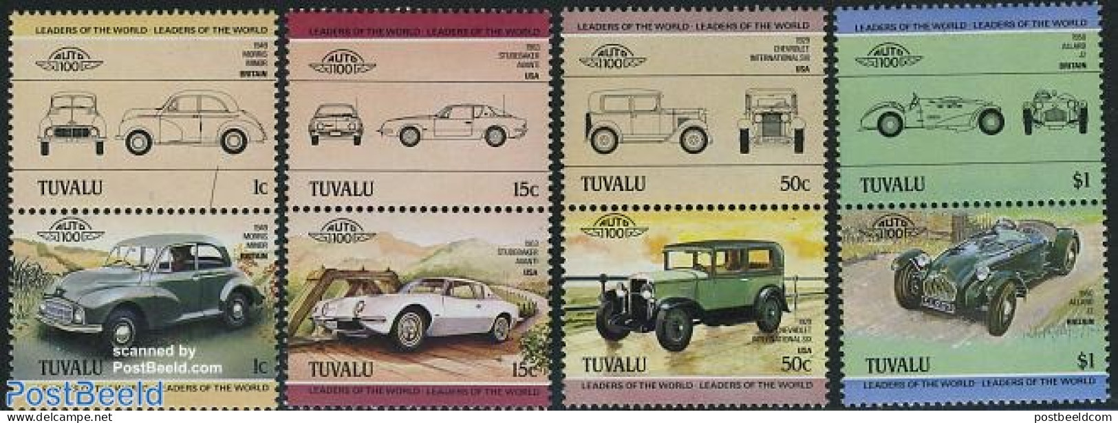 Tuvalu 1984 Automobiles 4x2v [:], Mint NH, Transport - Automobiles - Automobili