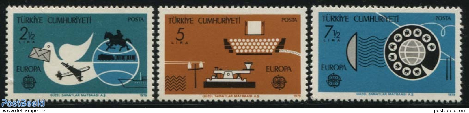 Türkiye 1979 Europa, Post And Telecommunication 3v, Mint NH, History - Science - Europa (cept) - Telecommunication - Autres & Non Classés