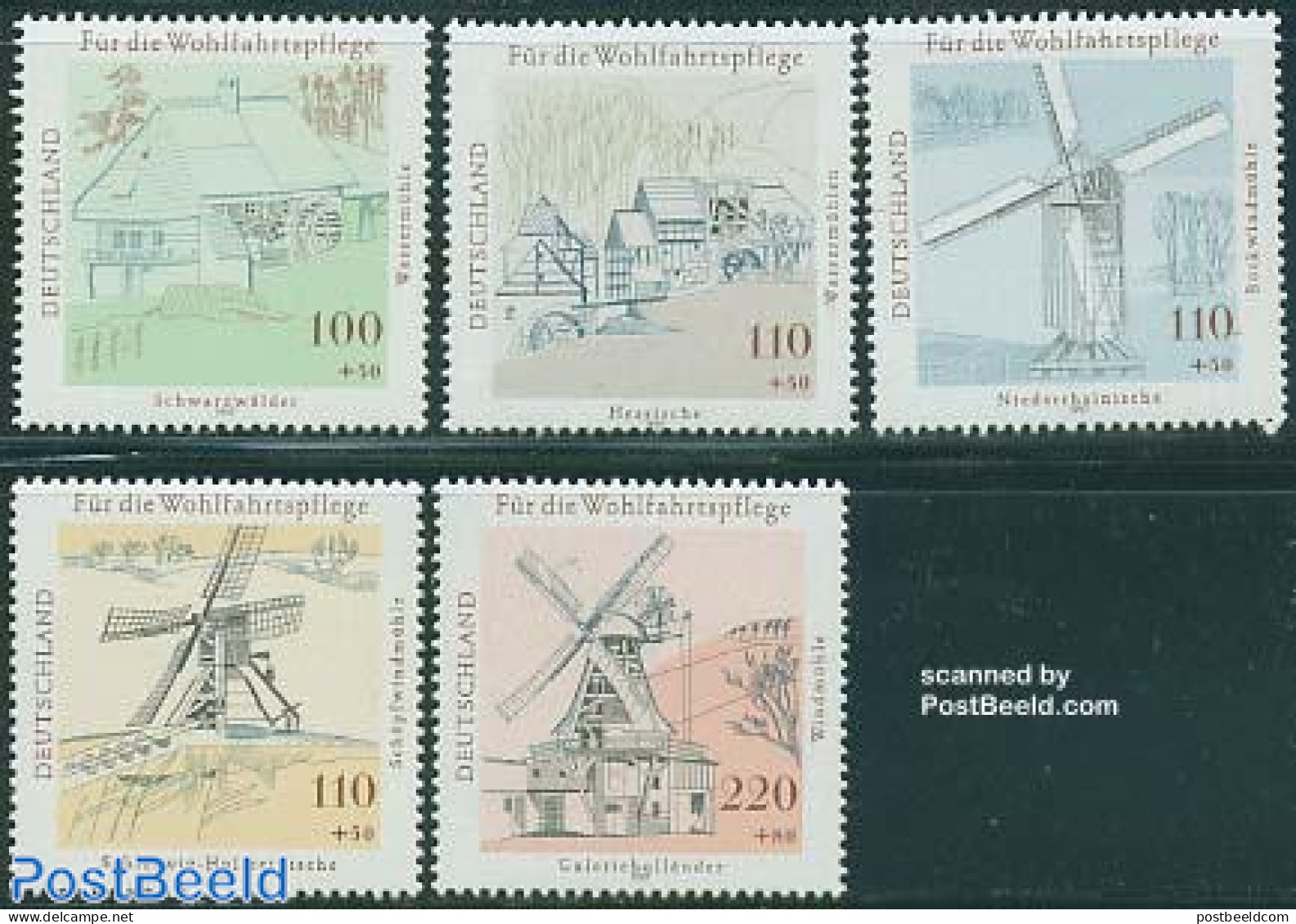 Germany, Federal Republic 1997 Windmills 5v, Mint NH, Various - Mills (Wind & Water) - Nuovi