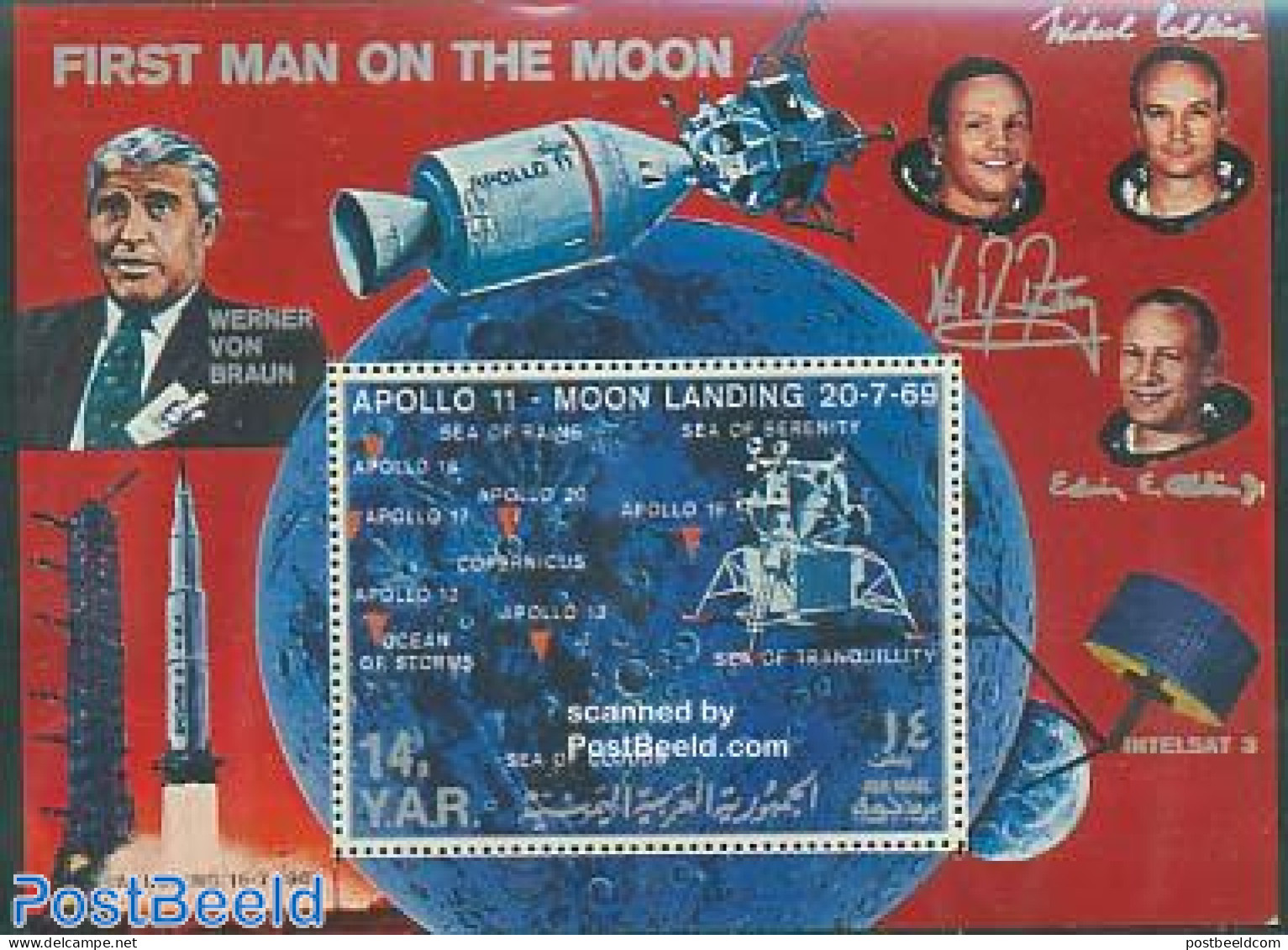 Yemen, Arab Republic 1969 Apollo 11 S/s, Mint NH, Transport - Space Exploration - Autres & Non Classés