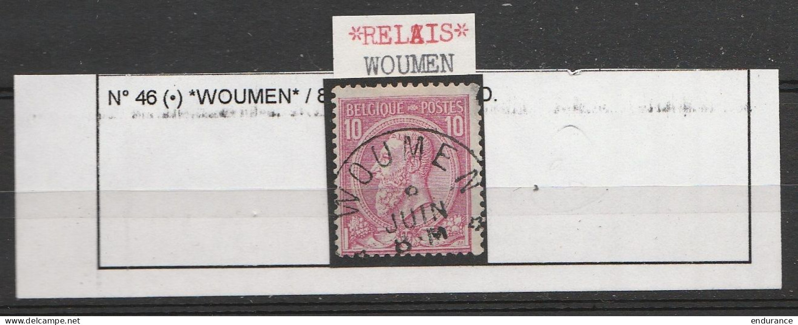 Belgique - N°46 Obl. Relais "*WOUMEN*" - 1884-1891 Leopold II.