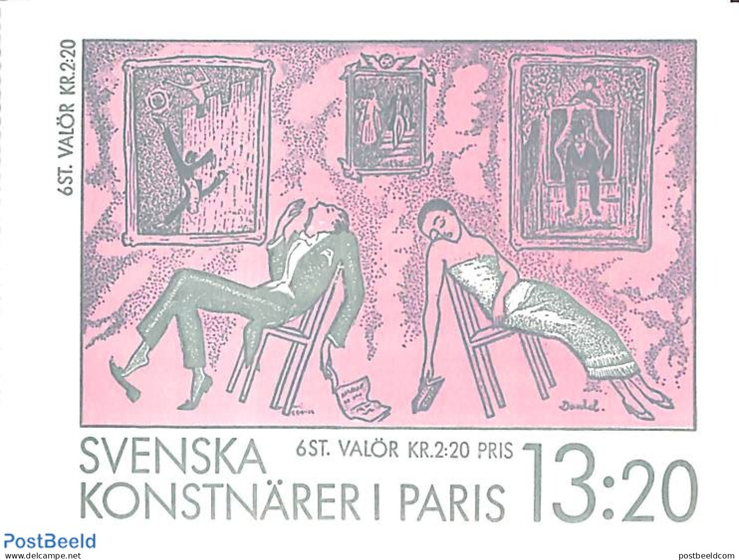 Sweden 1988 Artists 6v In Booklet, Mint NH, Nature - Various - Cats - Dogs - Poultry - Stamp Booklets - Toys & Childre.. - Ungebraucht