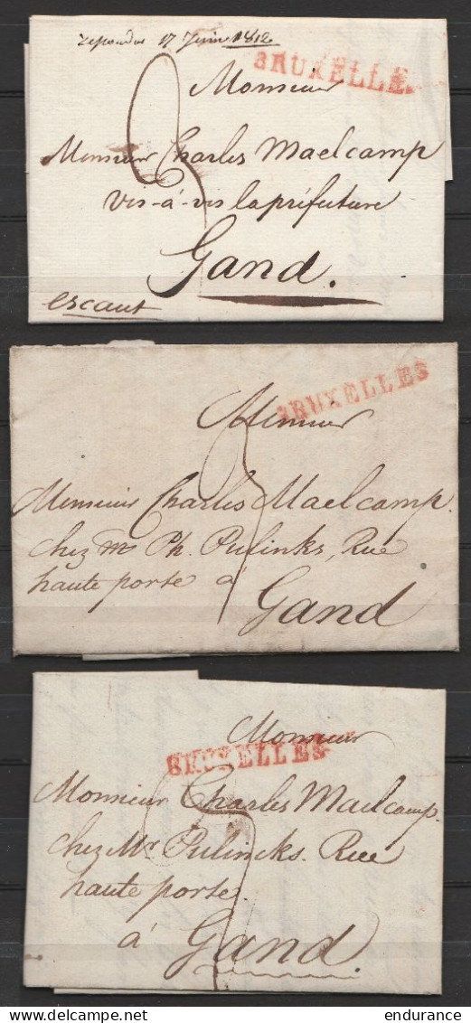 Lot De 6 Lettres Datées Entre 1812 Et 1818 De BRUXELLES - Voir Griffes "BRUSSEL" & "BRUXELLES" - Voir Scans - 1815-1830 (Période Hollandaise)