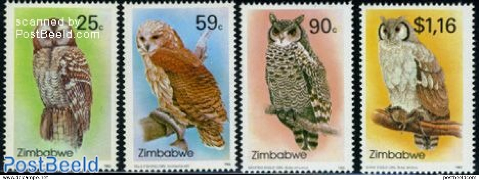 Zimbabwe 1993 Owls 4v, Mint NH, Nature - Birds - Owls - Zimbabwe (1980-...)